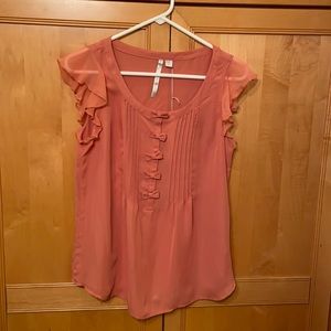 Coral LC flutter sleeve top